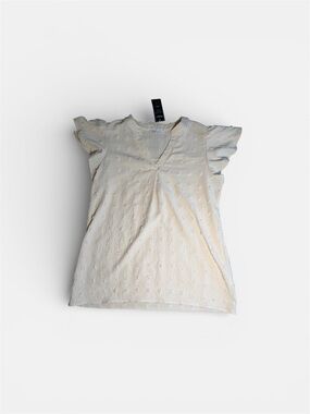 Lightweight Cream V-Neck Flutter-Sleeve Blouse